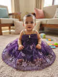 Elegant Purple Party Frock with Bow for Baby Girls | Festive Wear