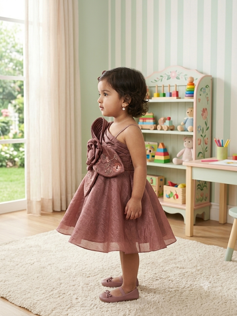 Designer Mauve Party Dress for Baby Girls | Kids Festive Wear