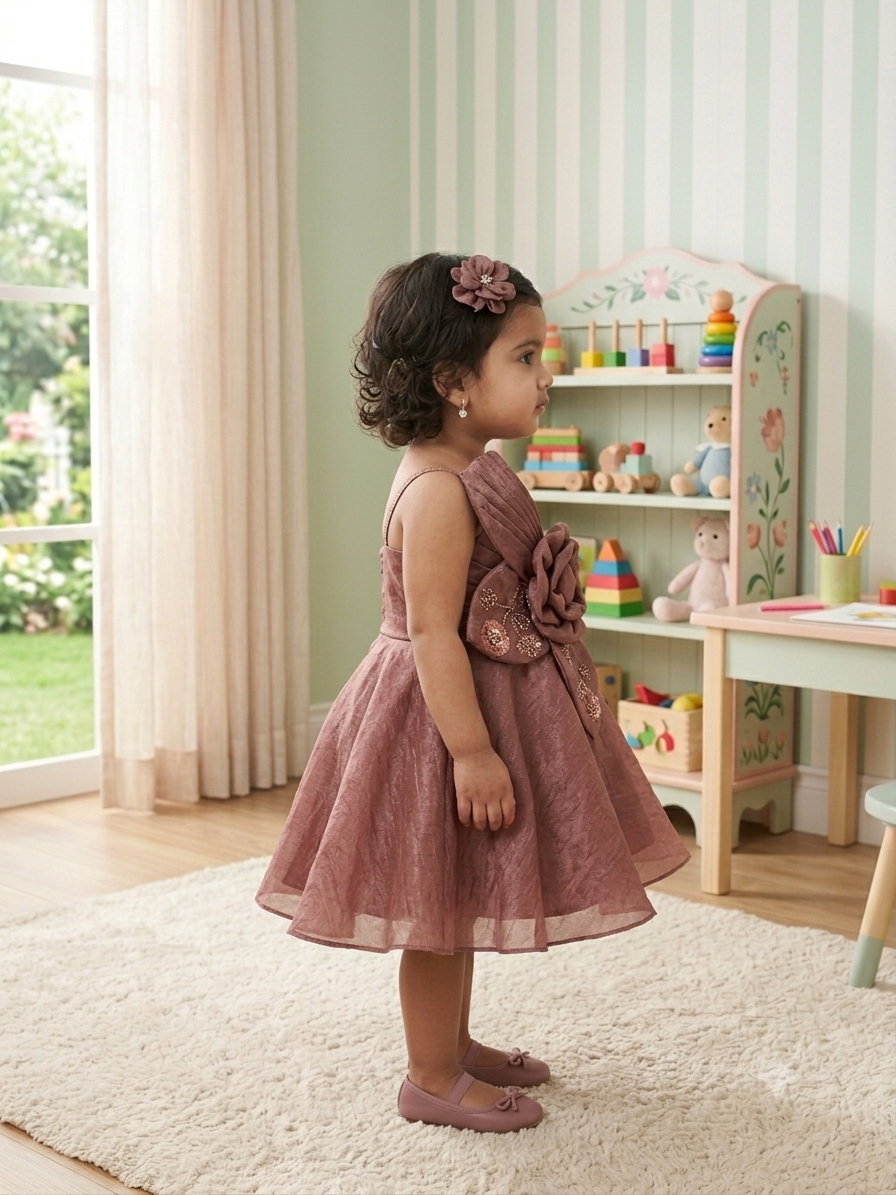 Designer Mauve Party Dress for Baby Girls | Kids Festive Wear