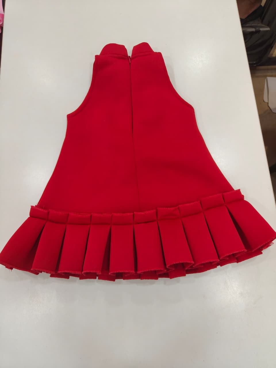 Crimson Red Premium Scuba Midi Dress with Playful Multicolored Tassels
