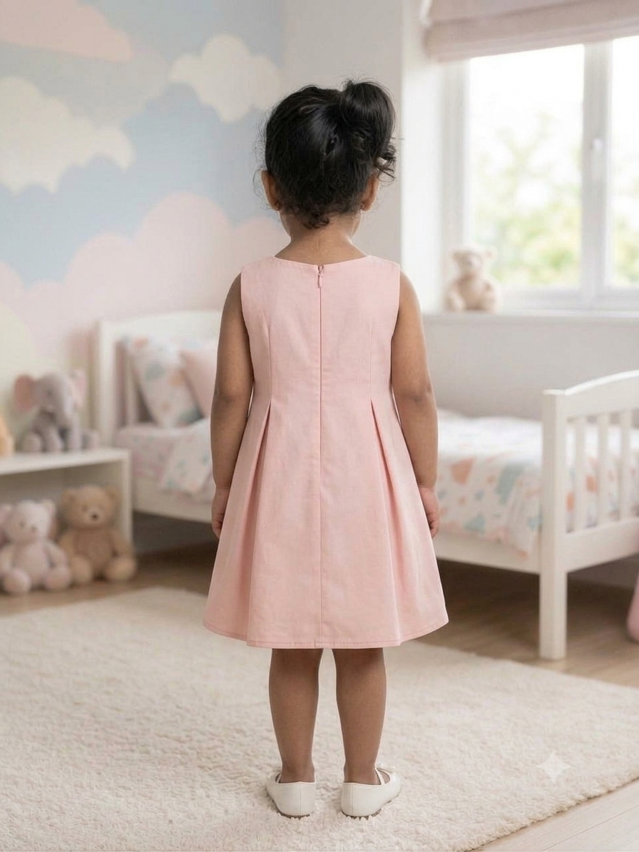 Blush Pink Premium Scuba Midi Dress with Crimson Burgundy 3D Rosettes