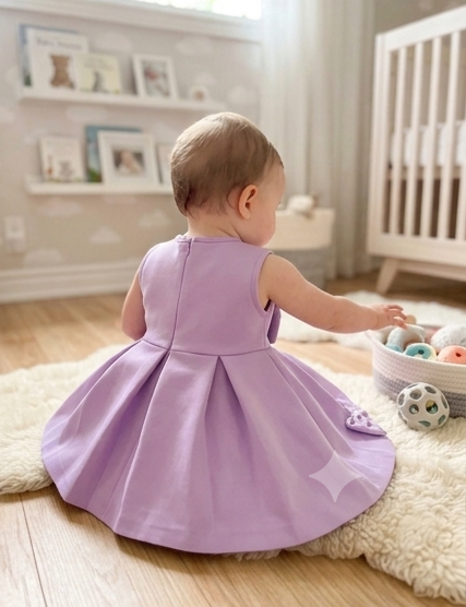 Lovely Lilac Premium Scuba Midi Dress with Pearl-Studded Statement Bow