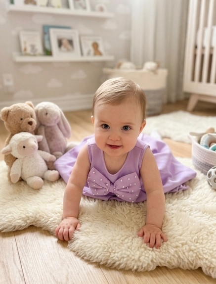 Lovely Lilac Premium Scuba Midi Dress with Pearl-Studded Statement Bow