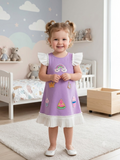 Playful Lilac Premium Scuba Midi Dress with Contrast Pleated Ruffles