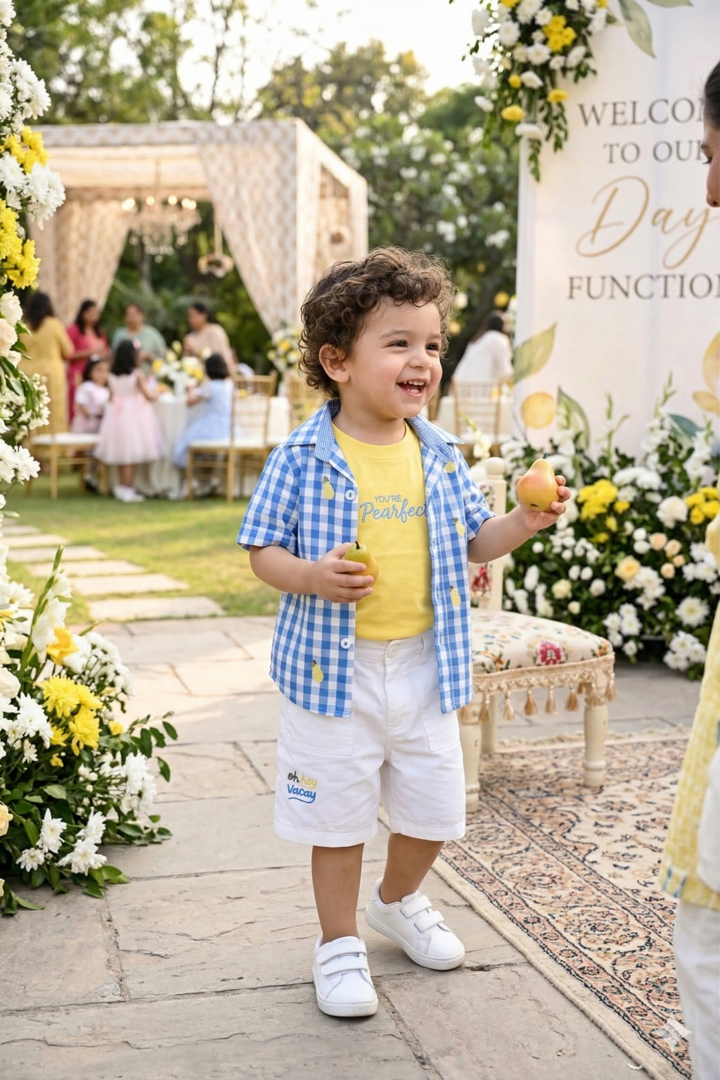 Boys' Blue Gingham Checked Shirt and Shorts Set with Graphic Tee | Olecuzi