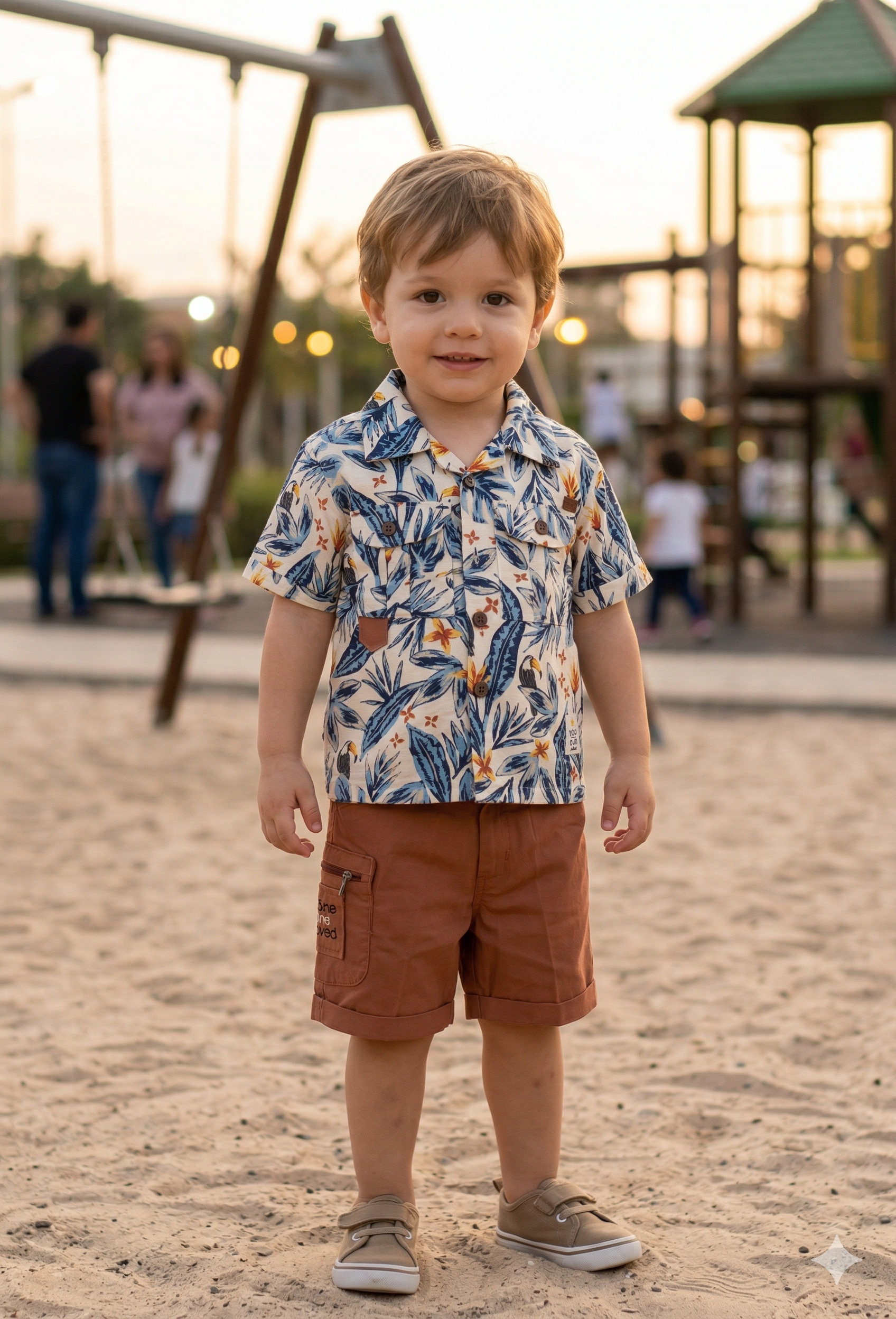 Boys' Tropical Print Shirt and Cargo Shorts Set | Summer Kids Fashion | Olecuzi