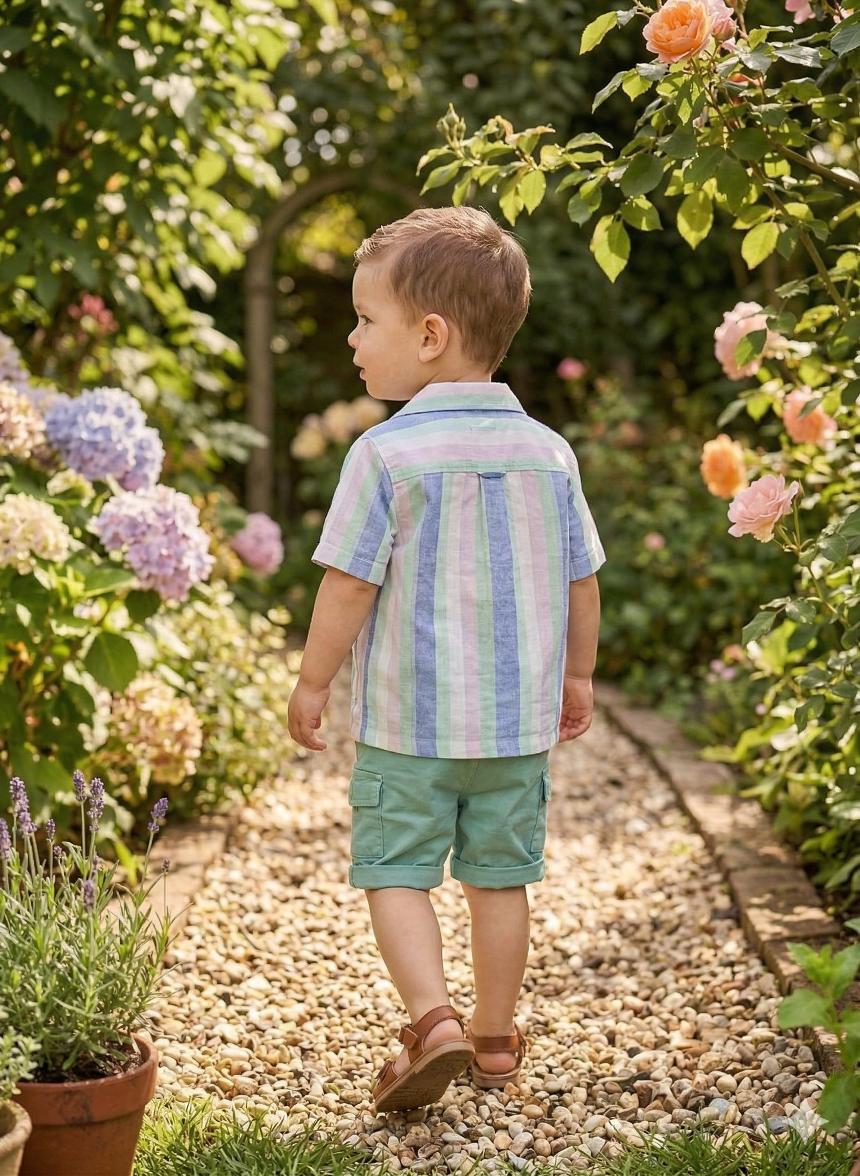 Boys' Striped Summer Shirt and Cargo Shorts Set | Trendy Kids Outfit | Olecuzi