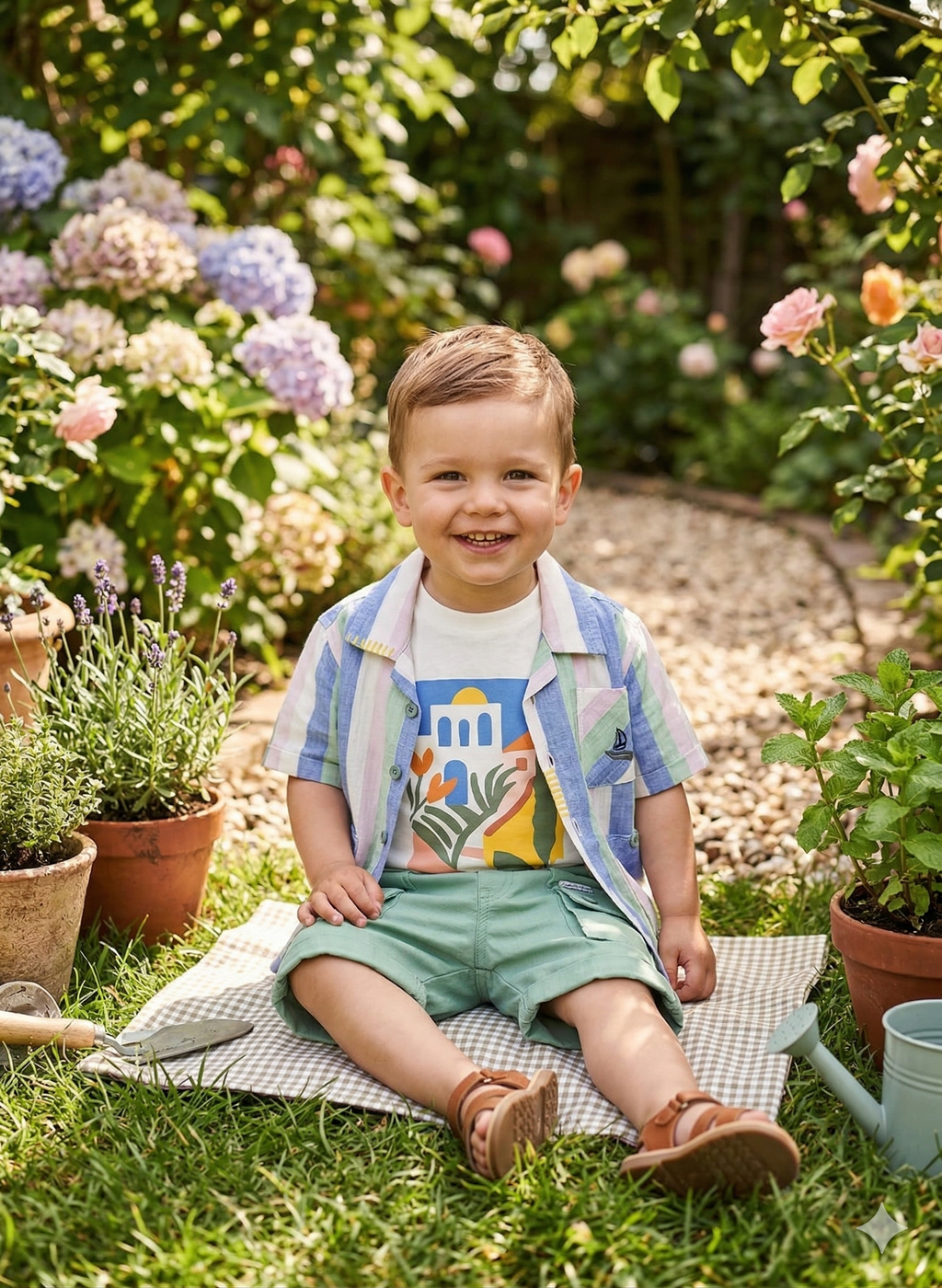 Boys' Striped Summer Shirt and Cargo Shorts Set | Trendy Kids Outfit | Olecuzi