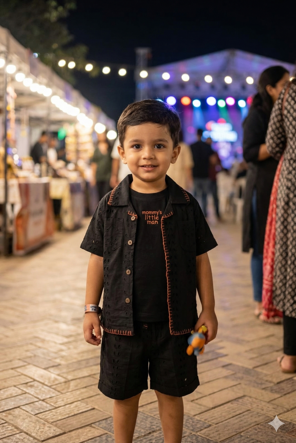 Boys' Stylish Black Eyelet Shirt and Shorts Set | Kids Fashion | Olecuzi