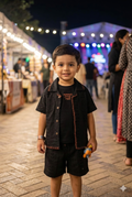 Boys' Stylish Black Eyelet Shirt and Shorts Set | Kids Fashion | Olecuzi