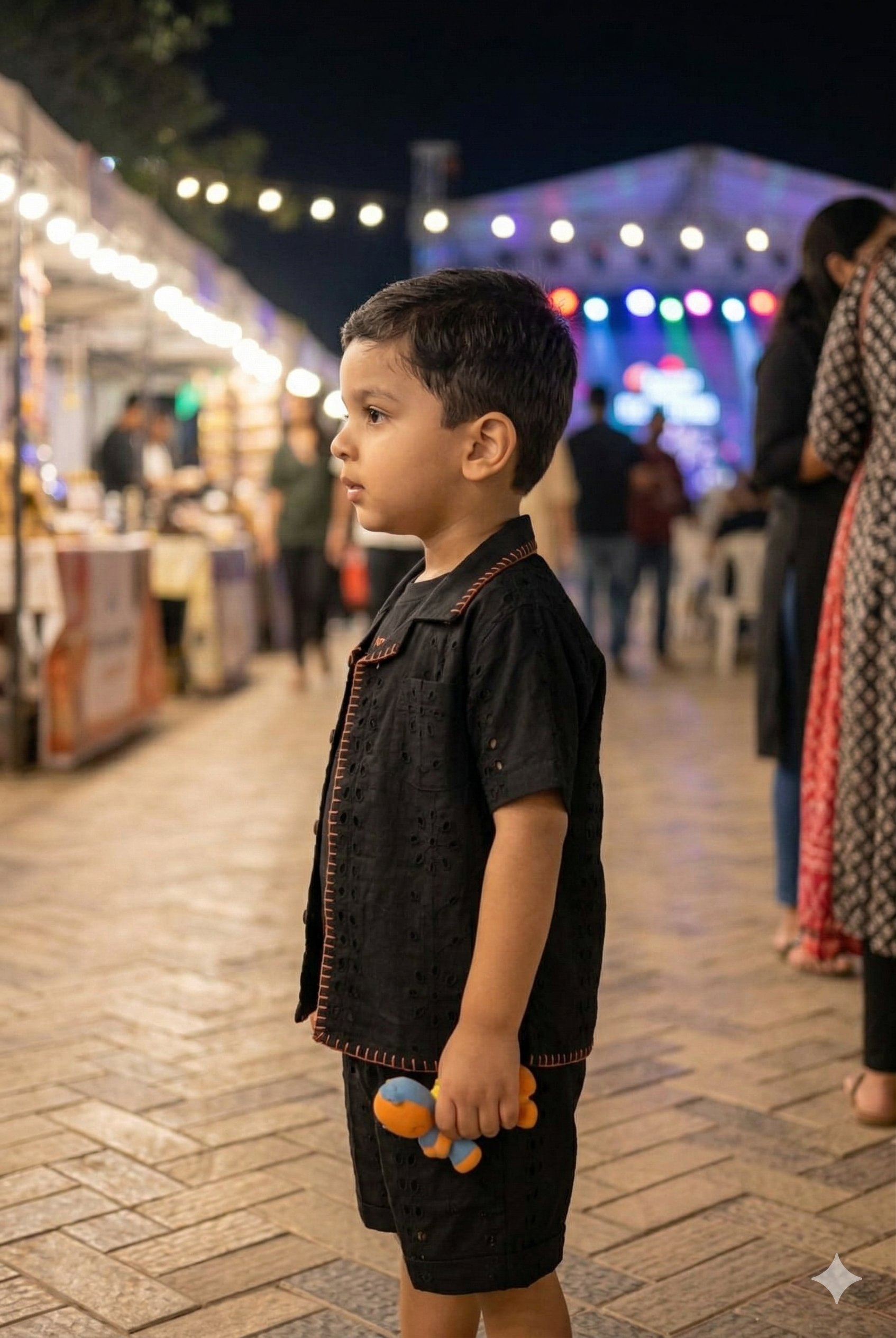 Boys' Stylish Black Eyelet Shirt and Shorts Set | Kids Fashion | Olecuzi