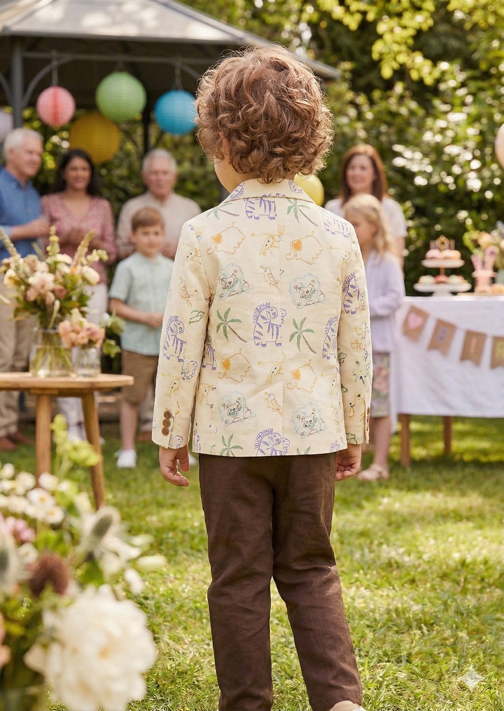 Boys' Safari Print Blazer and Trousers Set | Stylish Kids Occasion Wear | Olecuzi