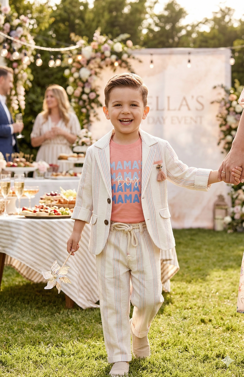 Boys' Striped Blazer and Pant Set with Graphic Tee | Sophisticated Kids Fashion | Olecuzi