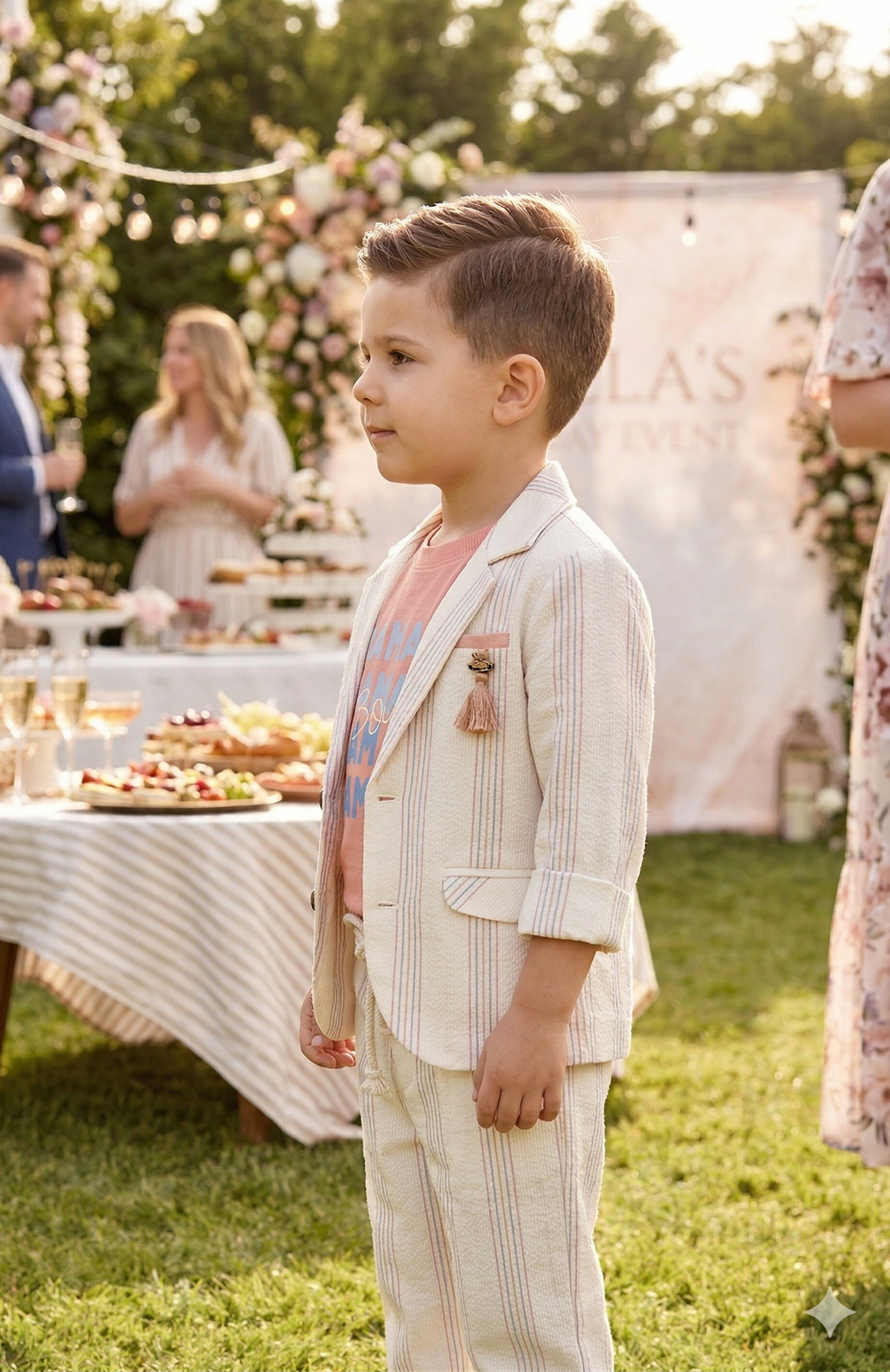 Boys' Striped Blazer and Pant Set with Graphic Tee | Sophisticated Kids Fashion | Olecuzi