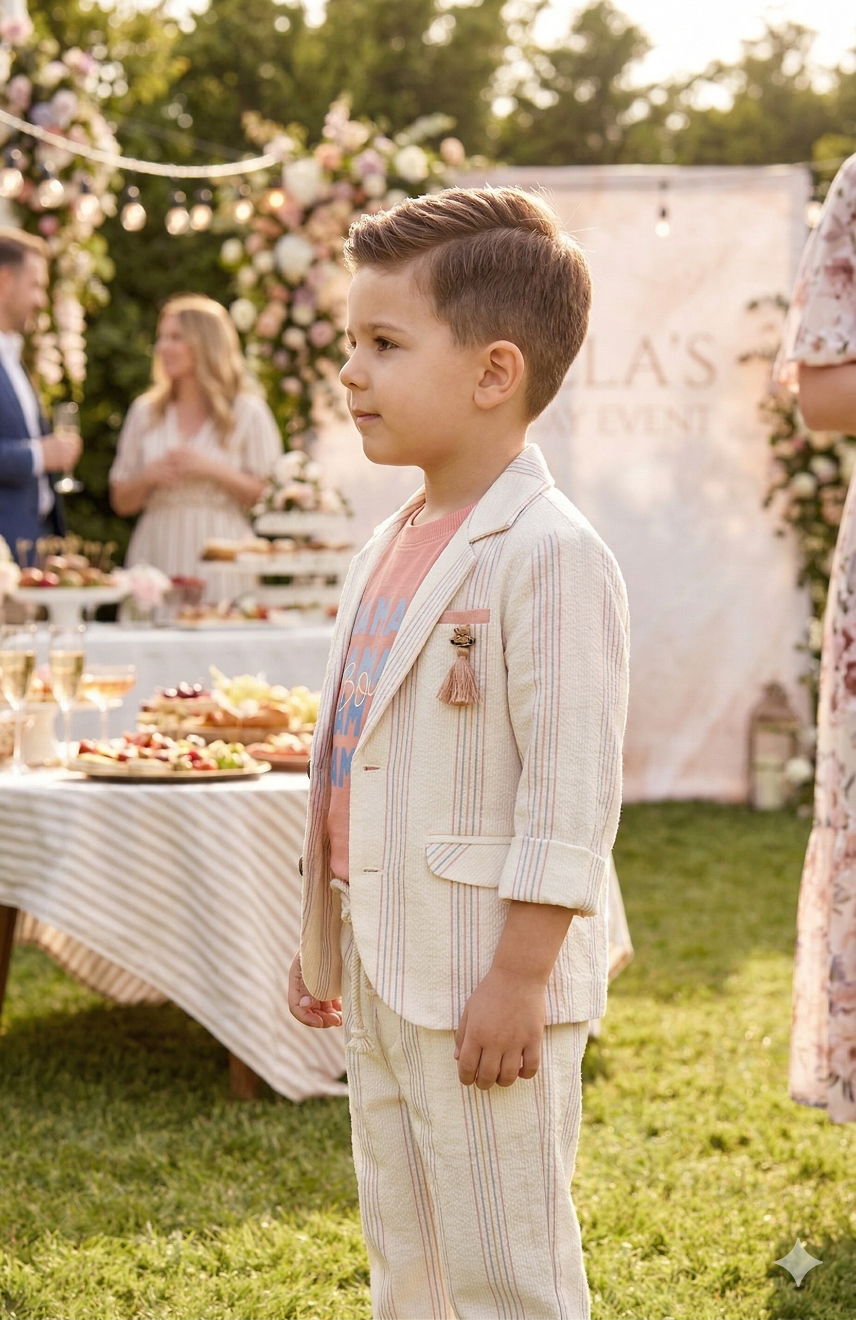 Boys' Striped Blazer and Pant Set with Graphic Tee | Sophisticated Kids Fashion | Olecuzi