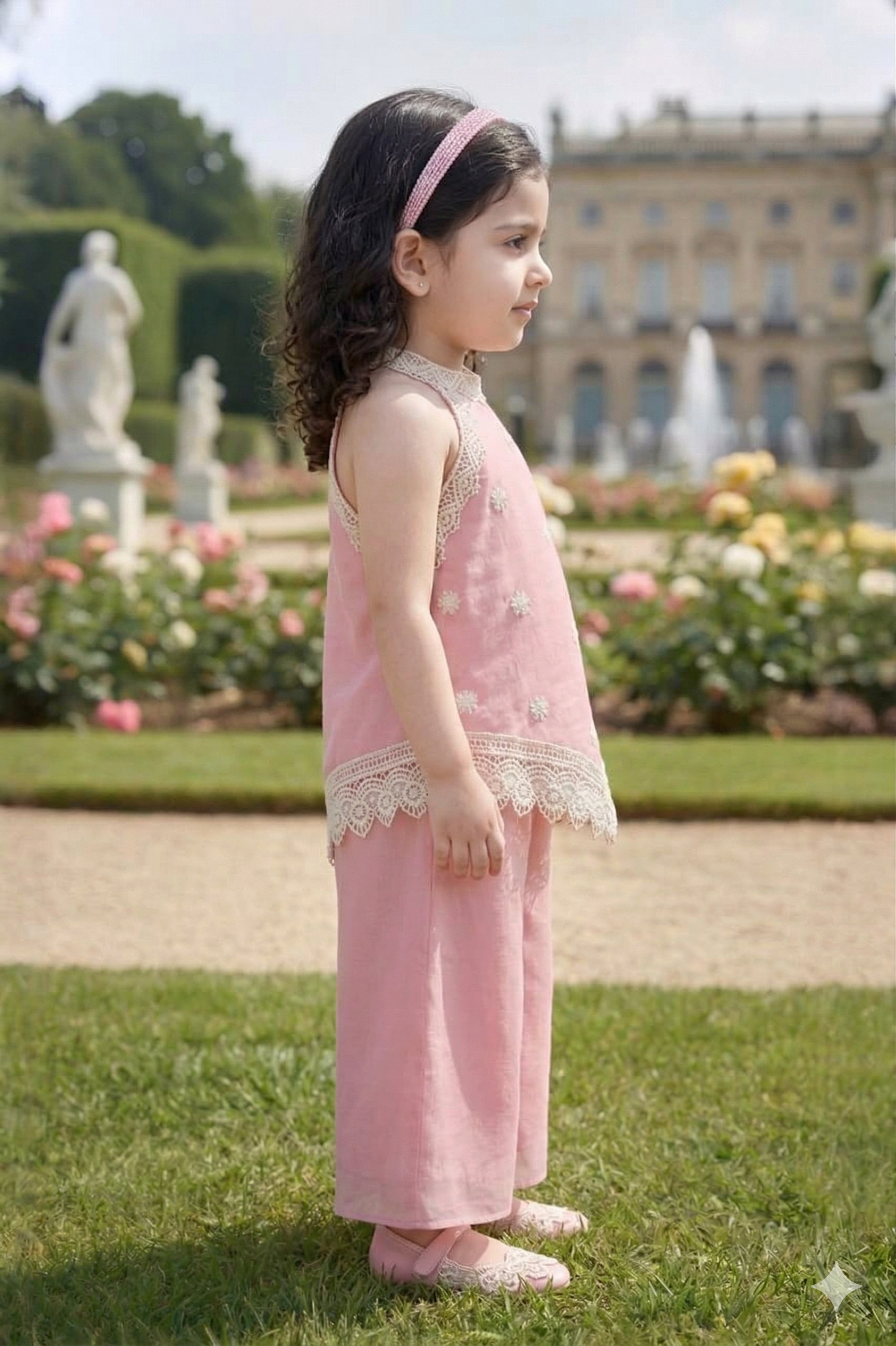 Elegant Pastel Pink Halter Ethnic Set for Girls | Festive Party Wear - Olecuzi