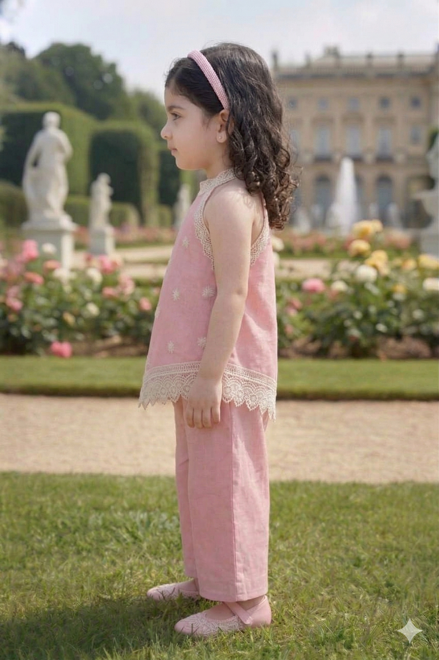 Elegant Pastel Pink Halter Ethnic Set for Girls | Festive Party Wear - Olecuzi