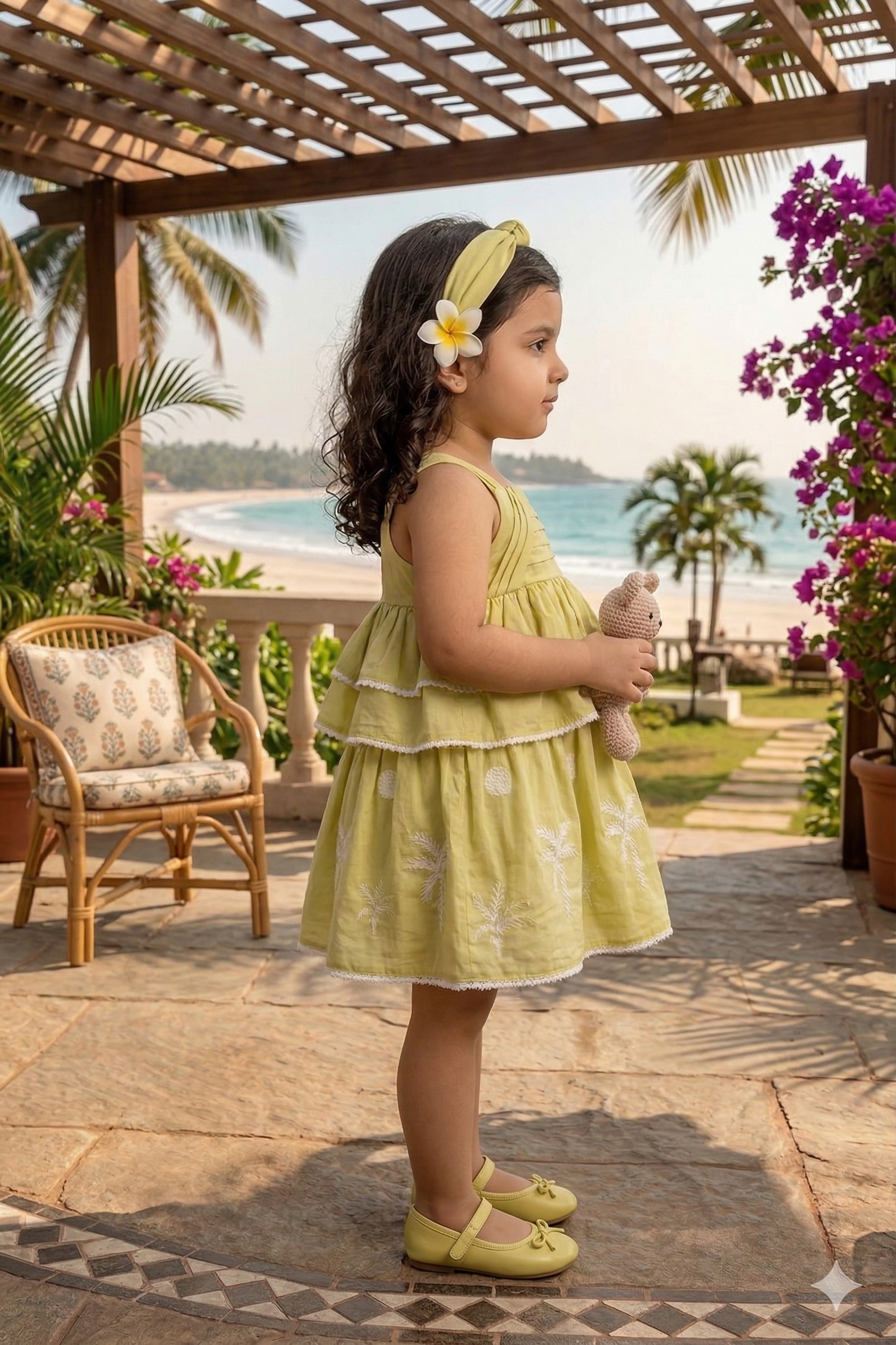 Charming Pastel Yellow Summer Dress for Girls | Casual Beachwear - Olecuzi