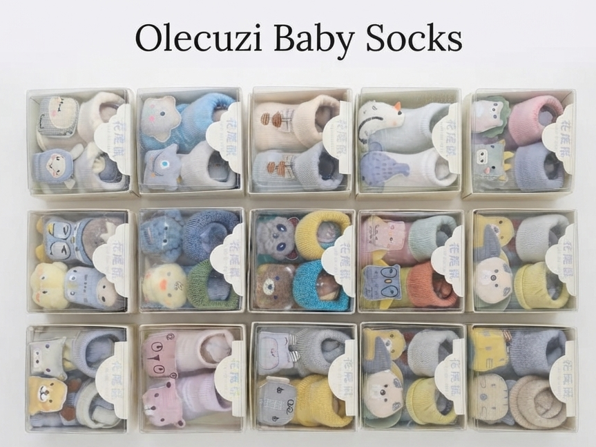 Olecuzi Cute 3D Animal Cartoon Baby Socks Gift Set (Assorted Variety Box)