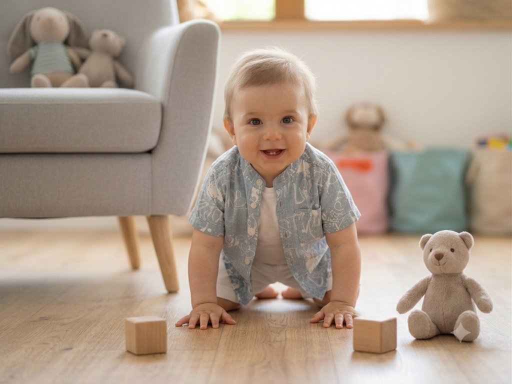 Olecuzi Baby Boys 3-Piece Summer Outfit Set – Blue Printed Shirt, White Tee & Shorts