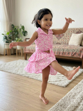 Olecuzi Toddler Girls Pink Abstract Print 2-Piece Set – Tie-Front Shirt & Skirt