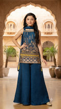Elegant Royal Blue Ethnic Sharara Set for Girls | Festive Wear for Kids by Olecuzi