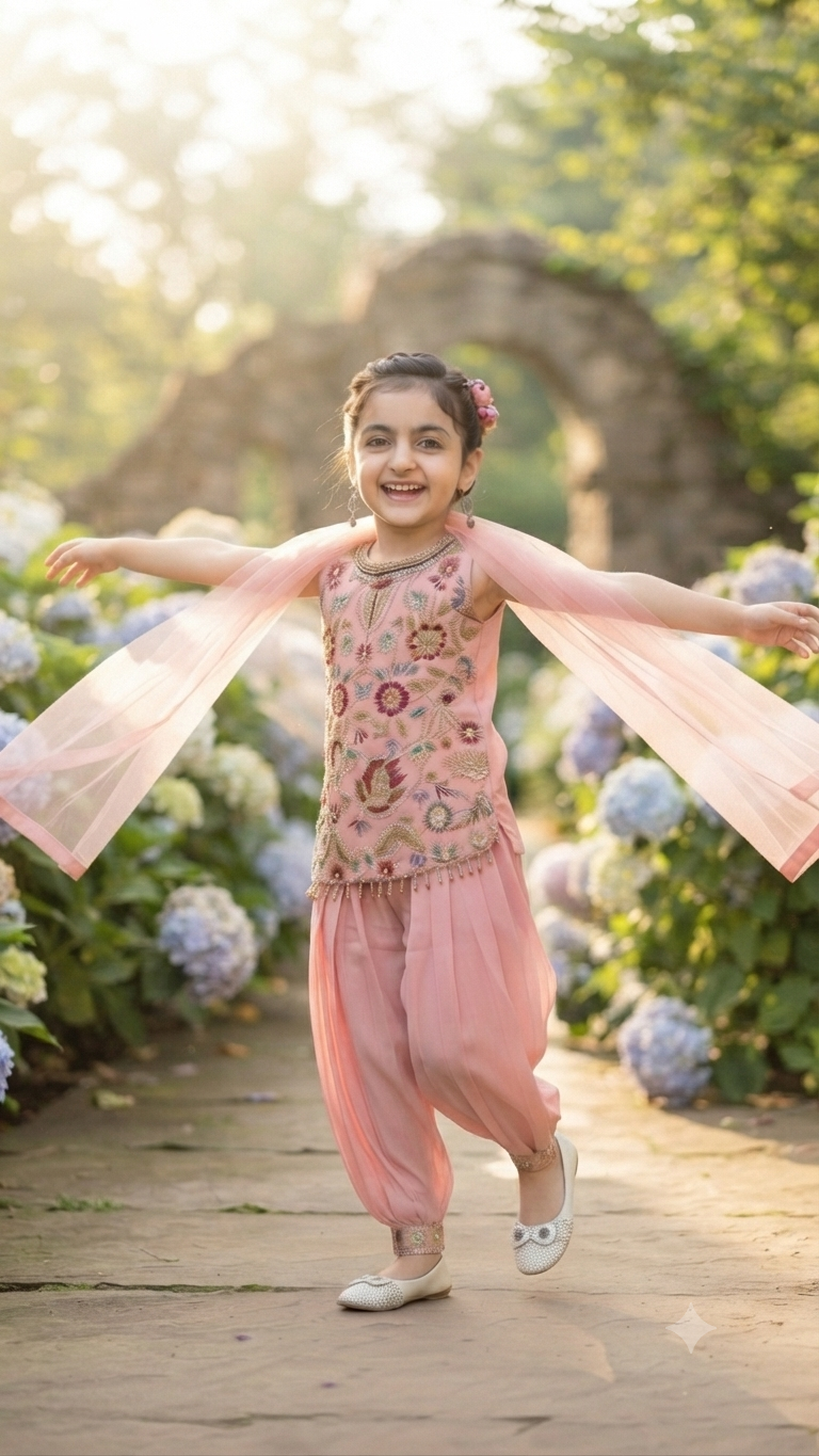 Designer Pink Dhoti Salwar Suit for Girls | Traditional Ethnic Wear | Olecuzi