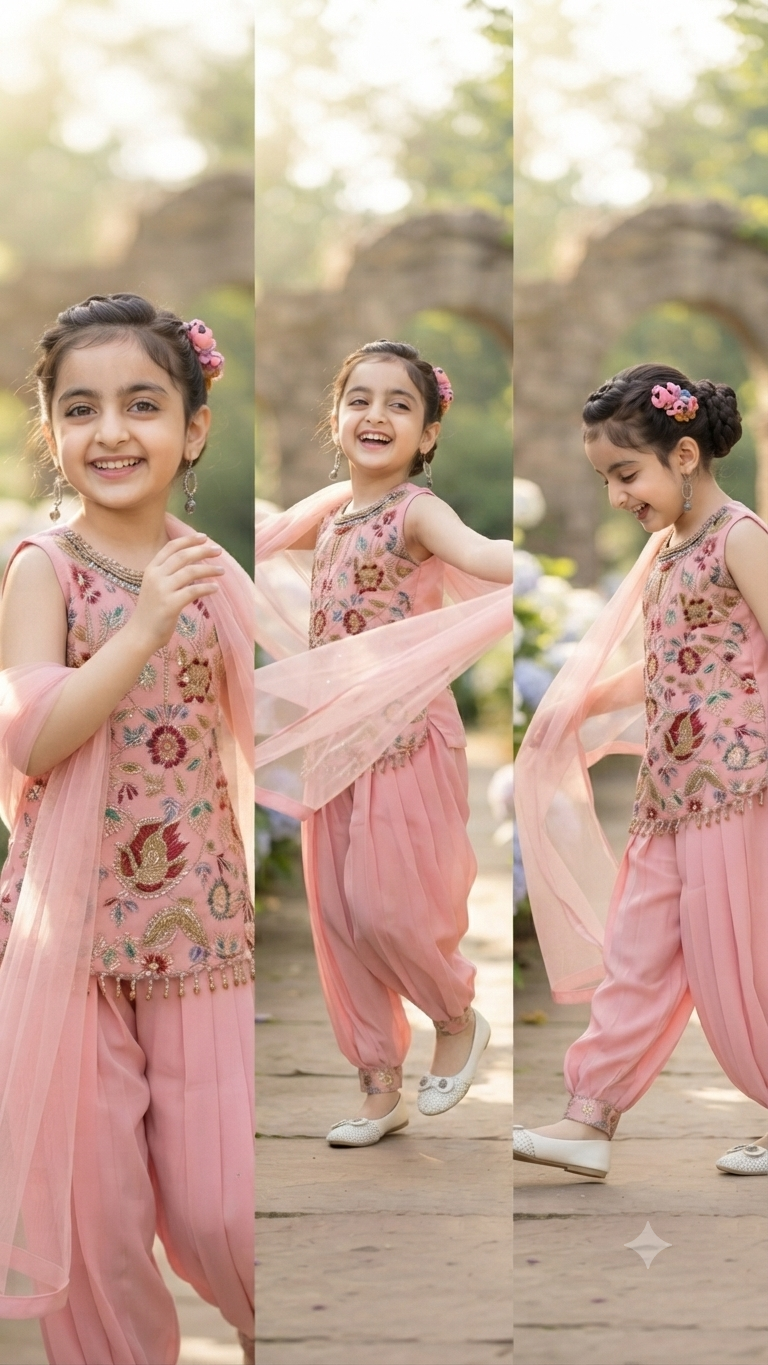 Designer Pink Dhoti Salwar Suit for Girls | Traditional Ethnic Wear | Olecuzi