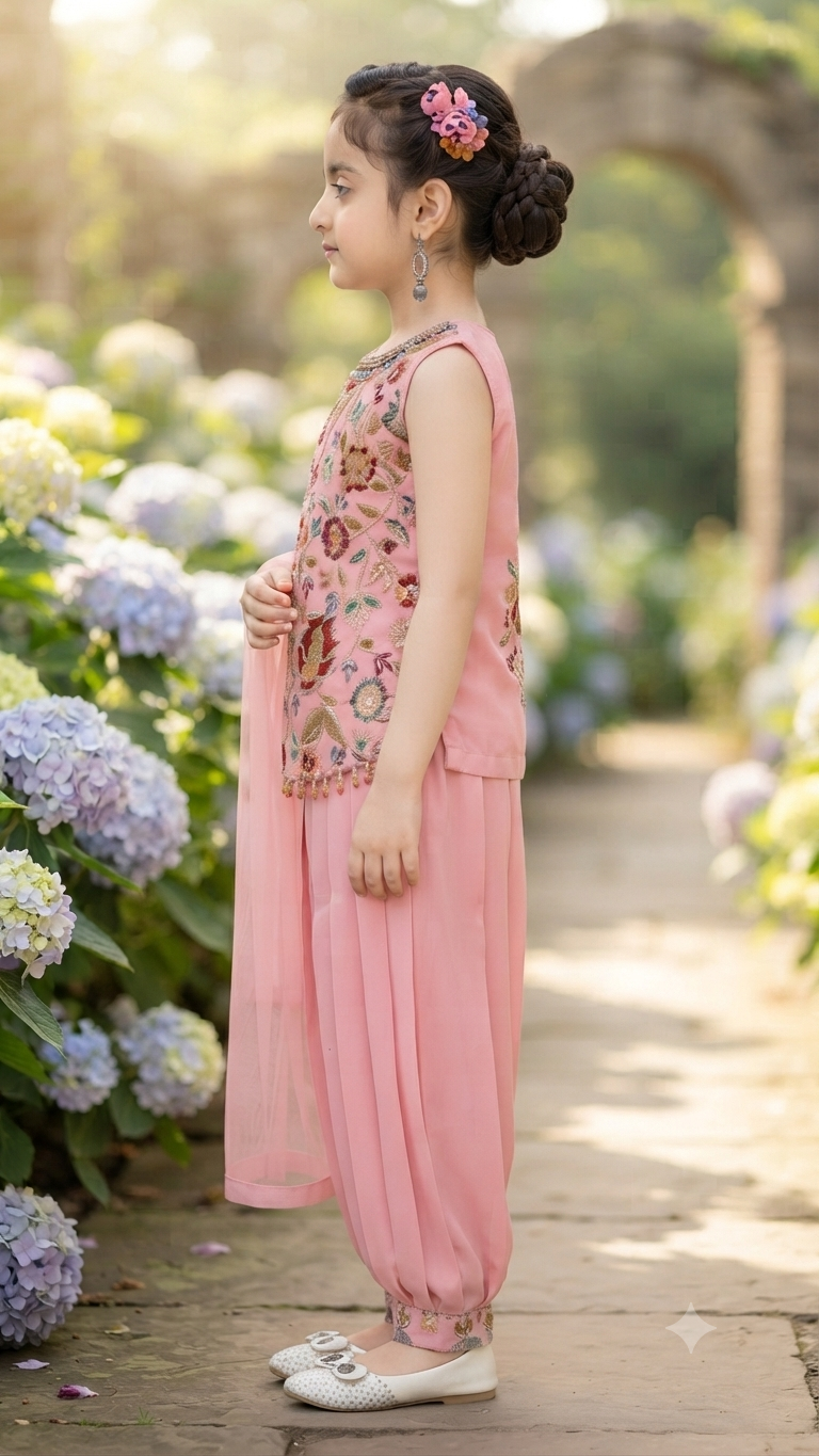 Designer Pink Dhoti Salwar Suit for Girls | Traditional Ethnic Wear | Olecuzi