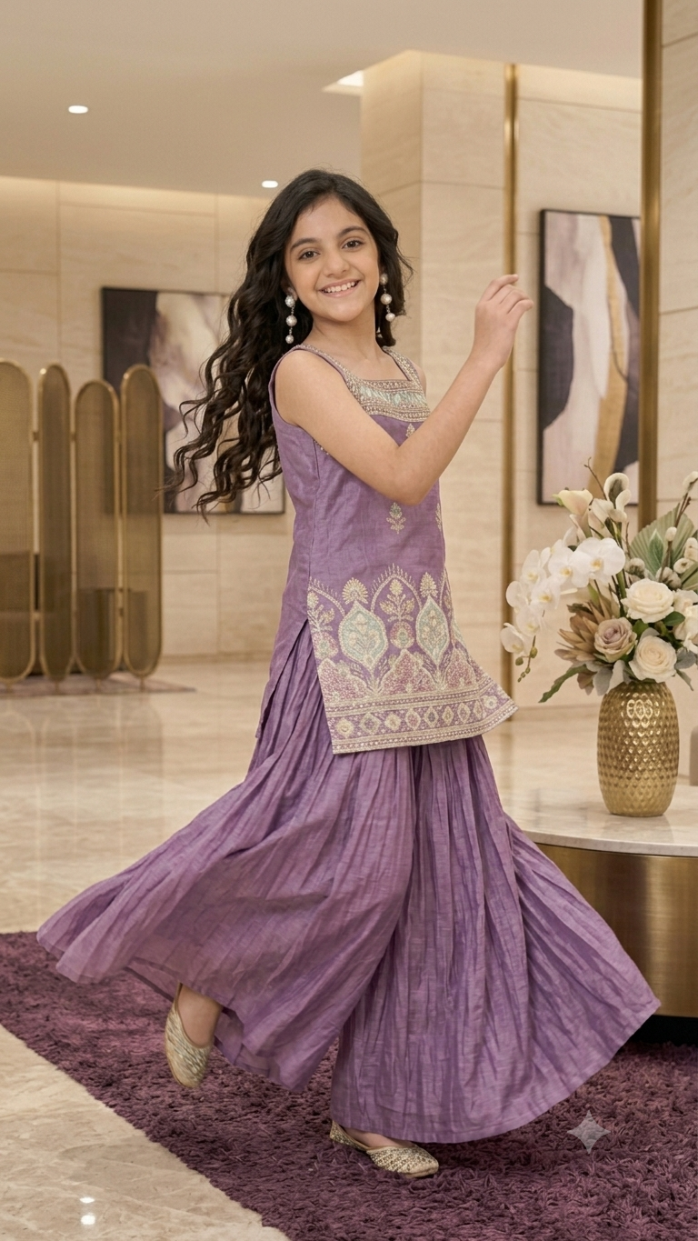 Buy Girls Purple Sharara Suit Online | Kids Ethnic Wear – Olecuzi