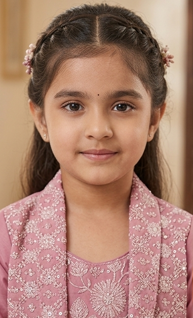 Girls Pink Embroidered Jacket Lehengha Set | Olecuzi