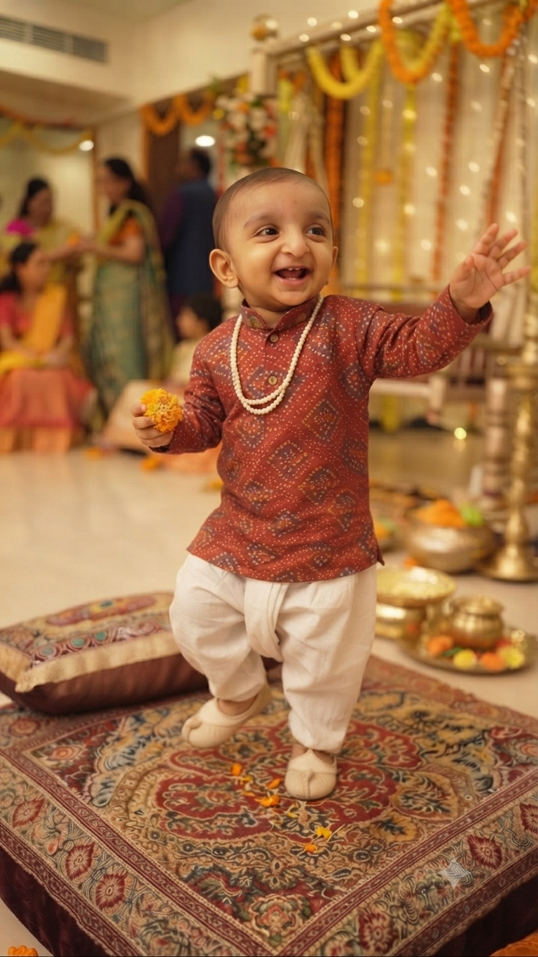 Boys Bandhani Kurta Dhoti Set – Festive Ethnic Wear for Toddlers & Baby Boys