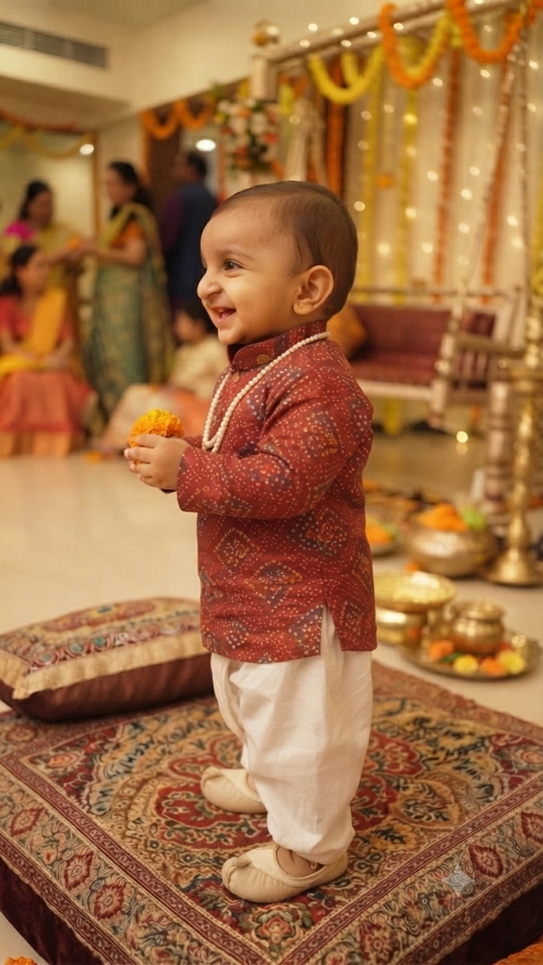 Boys Bandhani Kurta Dhoti Set – Festive Ethnic Wear for Toddlers & Baby Boys