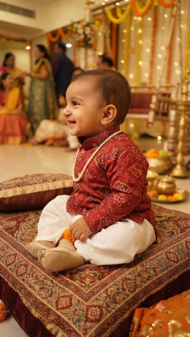 Boys Bandhani Kurta Dhoti Set – Festive Ethnic Wear for Toddlers & Baby Boys