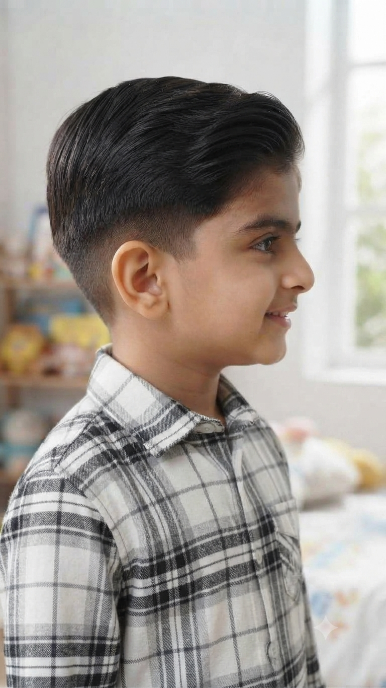 Boys' Black and White Plaid Button-Down Shirt
