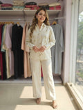 Chic Embroidered Shirt and Trouser Co-ord Set for Women -6226