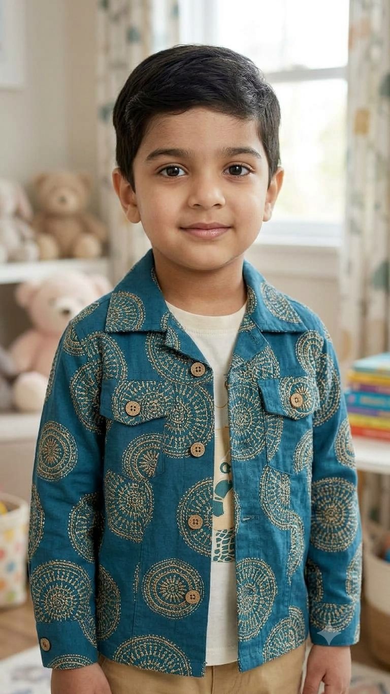 Buy Boys Teal Blue Printed Shirt & Beige Cargo Pants Set - 6540B