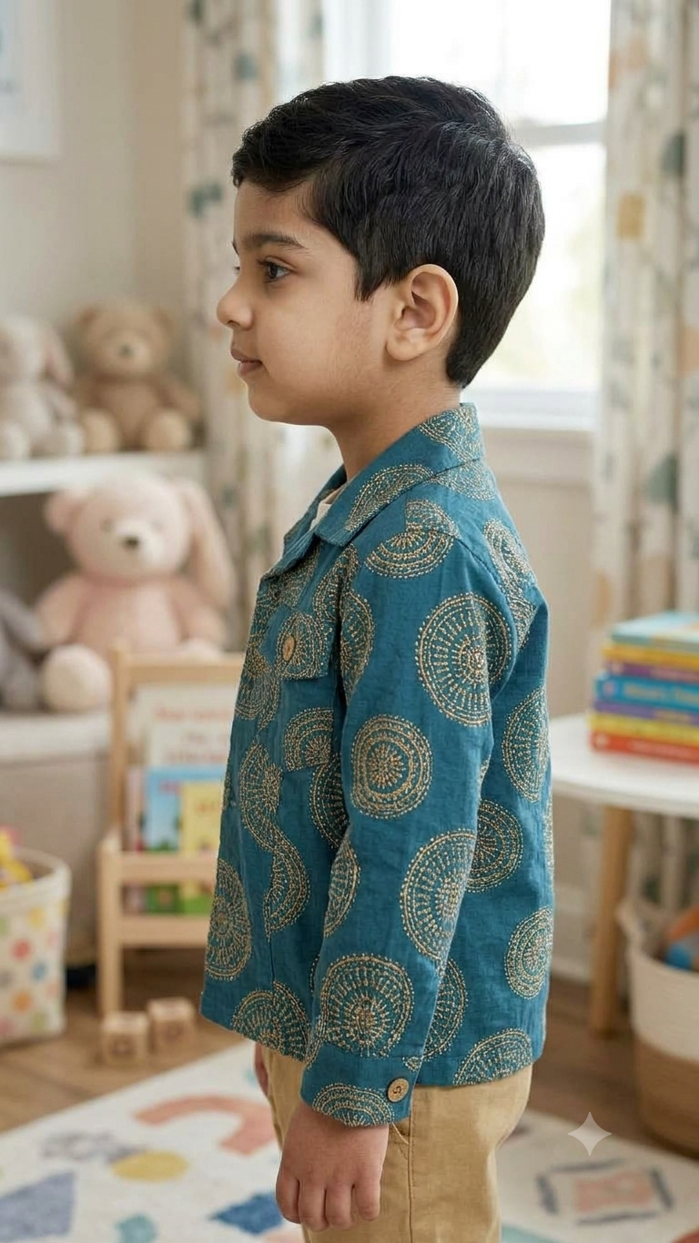 Buy Boys Teal Blue Printed Shirt & Beige Cargo Pants Set - 6540B