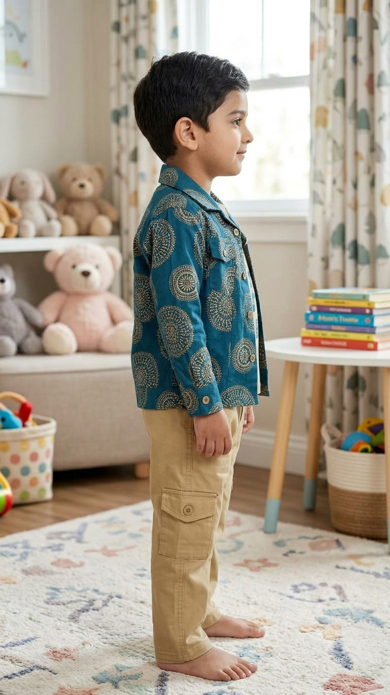 Buy Boys Teal Blue Printed Shirt & Beige Cargo Pants Set - 6540B