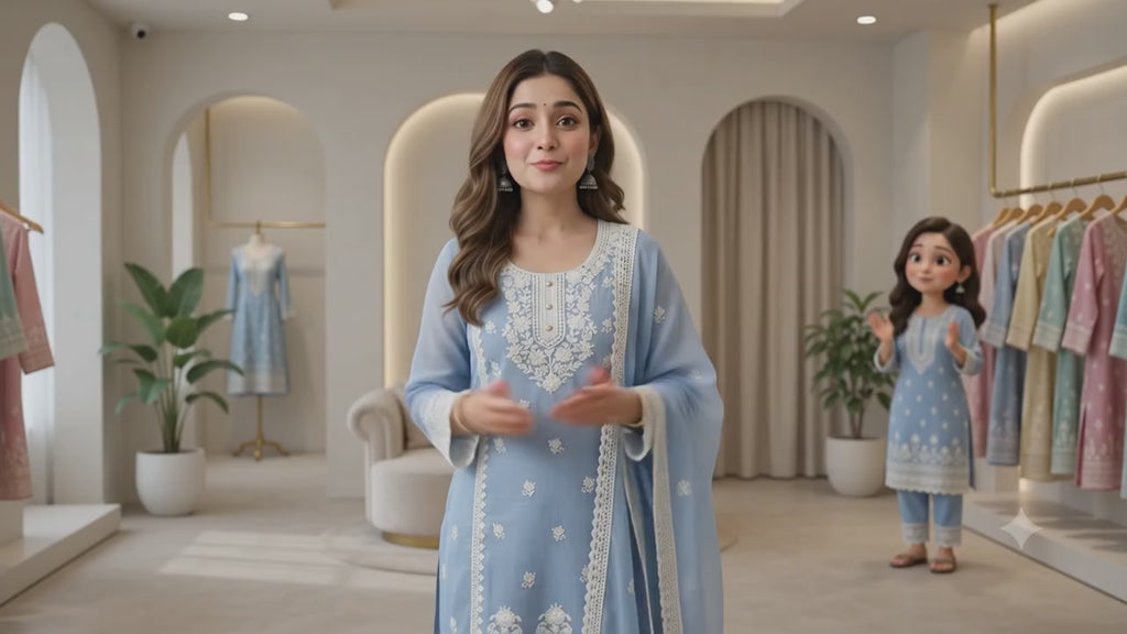 Pastel Blue Mul Chanderi Silk Suit with Delicate White Embroidery